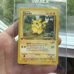 Pikachu W Stamp Jungle 1st Edition Common 60/64 50 HP English LP/MP - Image 1