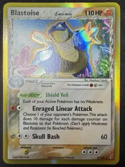 Pokemon TCG Blastoise 2/100 Stage 2 110 HP Holo Rare English Delta Species NM- - Image 1