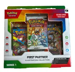 Pokemon TCG First Partner Illustration Collection Series 1 Box + 3 Promo Cards - Image 1