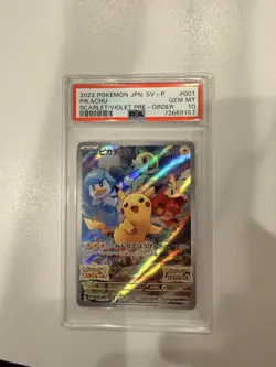 Pokemon Pikachu Scarlet & Violet Pre-Order Japanese Promo Card 001/Sv-p PSA 10 - Image 1