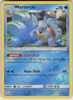 Wartortle 34/214 Uncommon Unbroken Bonds Pokemon Reverse Holo Moderately Played - Image 1