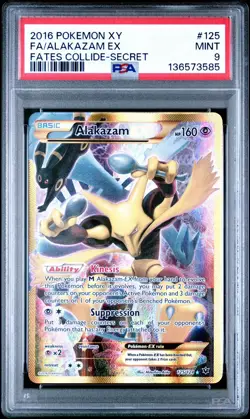 ALAKAZAM EX 2016 Pokemon XY Fates Collide #125 Secret Full Art PSA 9 - Image 1