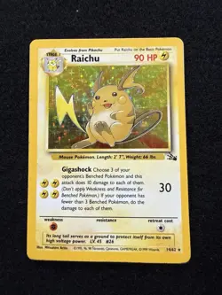Pokemon Raichu Holo 14/62 from Fossil Unlimited in HP condition! - Image 1