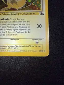 Pokemon Raichu Holo 14/62 from Fossil Unlimited in HP condition! - Image 5