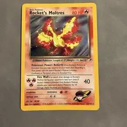 Pokemon TCG WOTC Rocket's Moltres 12/132 Holo Rare Gym Challenge 2000 ENG Swirl - Image 1