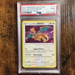 Pokemon SWSH Black Star Promos Special Delivery Bidoof 2021 #SWSH177 PSA 9 - Image 1