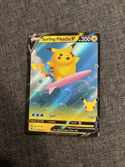 Pokemon Surfing Pikachu V Ultra Rare Full Art Holo 008/025 Celebrations TCG - Image 1
