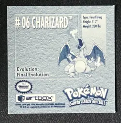 Pokemon Charizard #6 Artbox 1999 Sticker Vintage NM - Image 2