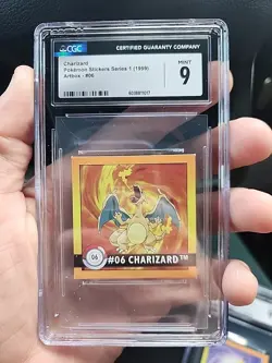 Pokemon 1999 Charizard #6 Artbox Stickers Series 1 CGC Mint 9 - Image 1