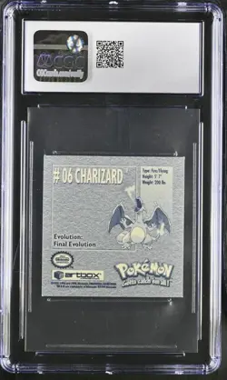 CGC 9.5 MINT+ Charizard #06 Vintage (1999) Pokemon Artbox Sticker Series 1 - Image 3