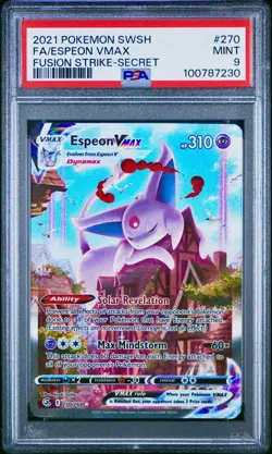 Pokemon Espeon VMAX 270/264 Fusion Strike Secret Rare Alt Art Holo PSA 9 Mint - Image 1