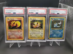 PSA 1 Sequential Set Of Pokemon Jungle Eeveelutions Flareon, Jolteon, Vaporeon - Image 1