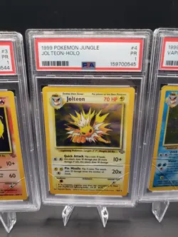 PSA 1 Sequential Set Of Pokemon Jungle Eeveelutions Flareon, Jolteon, Vaporeon - Image 3