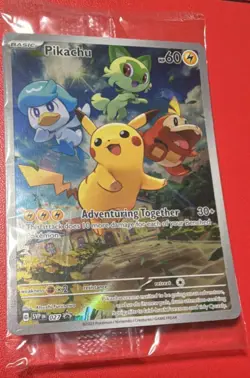 Pokemon TCG Pikachu Promo Holo SVP 027 Scarlet & Violet Basic Lightning new - Image 1