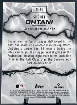 2026 Bowman #ES-18 Shohei Ohtani Electric Sluggers - Image 2
