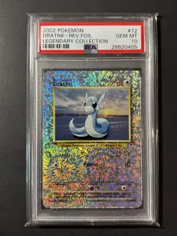 2002 Pokemon Legendary Collection Reverse Foil Dratini #72 PSA 10 Gem Mint - Image 1