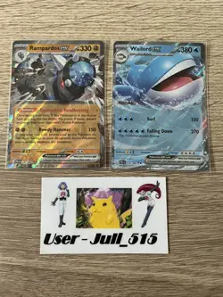 2x Pokemon TCG Cards Rampardos & Wailord 045/084 016/084 Pitch Black Double Rare - Image 1
