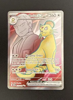 Pokemon TCG Team Rocket's Persian ex 219/182 SV10 Full Art Holo Ultra Rare - Image 1