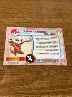 2000 Topps Pokemon Series 2 Blue Label T.V. Animation - #104 - Cubone Holo Foil - Image 2