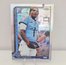 Topps 2025 Chrome Cam Ward RC Tennessee Titans Rookie Alt Print Refractor SP - Image 1