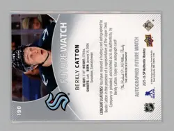 2025-26 SP Authentic Berkly Catton Future Watch Auto /599 Seattle Kraken Rookie - Image 2
