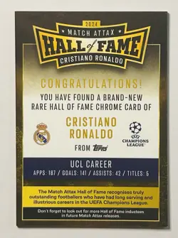 Cristiano Ronaldo 2024-25 Topps Match Attax Hall Of Fame MINT #HOF 2 Real Madrid - Image 2