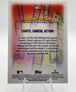 2026 Topps Series 2 Chrome Shohei Ohtani Highlight Reel Insert HR-1 LA Dodgers - Image 3