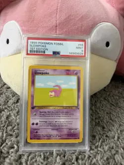 1999 POKEMON FOSSIL 1ST EDITION #55 SLOWPOKE PSA 9 - Image 1