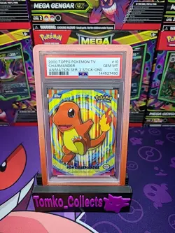 Pokemon 2000 Topps TV Charmander Stick-Ons Animation Series 2 PSA 10 Low POP 22 - Image 1