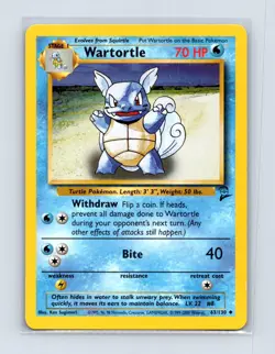 Wartortle 63/130 Uncommon Base Set 2 Pokemon Lightly Played - Image 1