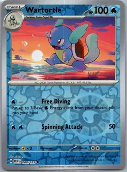 Wartortle 008/165 Uncommon 151 Pokemon Reverse Holo Lightly Played - Image 1