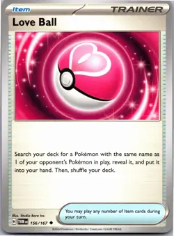 Love Ball 156/167 Uncommon Twilight Masquerade Pokemon Near Mint - Image 1