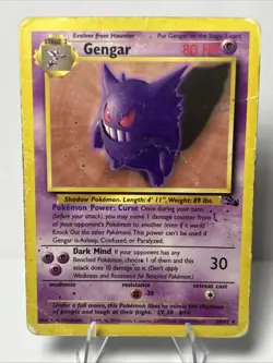 1999 Pokemon Fossil Gengar 20/62 Non Holo Rare Unlimited WOTC Damaged - Image 1