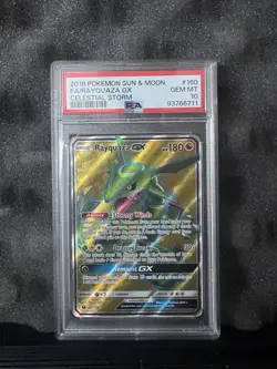 2018 POKEMON SUN & MOON CELESTIAL STORM #160 FULL ART/RAYQUAZA GX PSA 10 - Image 1