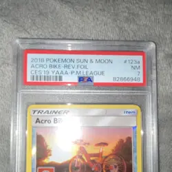 Acro Bike Pokemon Sun & Moon 123a 2018 Reverse Holo Promo PSA 7 English - Image 1