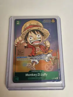 Monkey D Luffy P-037 1st Anniversary Tournament STAMP Promo Holo One Piece Card - Image 3