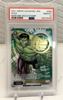 2021 The Incredible Hulk Weiss Schwarz Japan GOLD Stamp PSA 10 GEM MT Marvel 006 - Image 1
