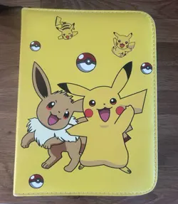 Pokemon Pikachu Eevee Zip Trading Card Binder Case + 50 Mixed Cards - Image 1