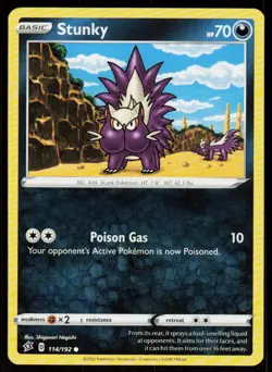 Stunky 114/192 Common Rebel Clash Pokemon Near Mint - Image 1