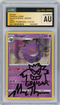 CGC Authentic Autograph Marc Thompson Gengar 085/202 Swsh01: Sword & Shield Holo - Image 1