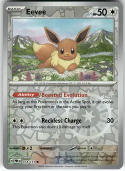 Eevee 074/131 Common Prismatic Evolutions Pokemon Reverse Holo Near Mint - Image 1