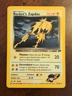 Pokemon Rocket's Zapdos Gym Challenge Unlimited Holo Rare 15/132 - Image 1