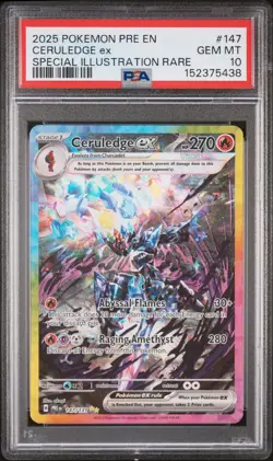 2025 POKEMON PRE EN-PRISMATIC EVOLUTIONS #147 CERULEDGE EX PSA 10 - Image 1