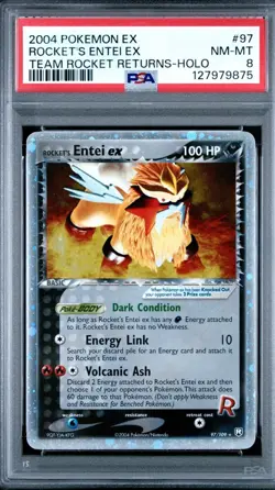 2004 Pokemon EX Team Rocket Returns 97 Rocket's Entei ex PSA 8 153940460 - Image 1