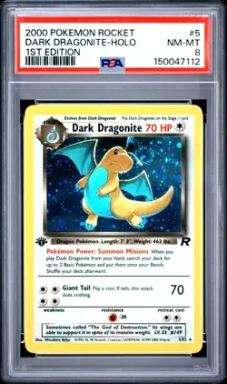 2000 POKEMON TEAM ROCKET #5 DARK DRAGONITE 1ST EDITION HOLO PSA 8 - Image 1