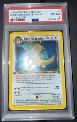 2000 POKEMON TEAM ROCKET #5 DARK DRAGONITE 1ST EDITION HOLO PSA 8 - Image 4