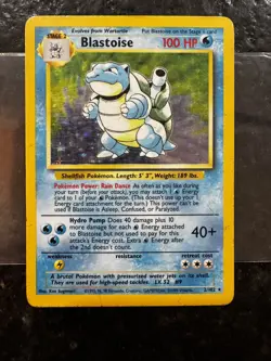 Blastoise Holo Rare 2/102 Base Set Vintage WOTC Pokemon Card - Image 1