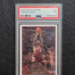2003 TOPPS CHROME #111 LEBRON JAMES ROOKIE RC PSA 7 CLEVELAND CAVALIERS NM - Image 1