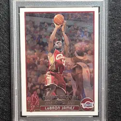 2003 TOPPS CHROME #111 LEBRON JAMES ROOKIE RC PSA 7 CLEVELAND CAVALIERS NM - Image 2