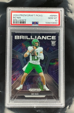2024 Panini Prizm Draft Picks Bo Nix #BRBN Brilliance PSA 10 Gem Mint Broncos RC - Image 1
